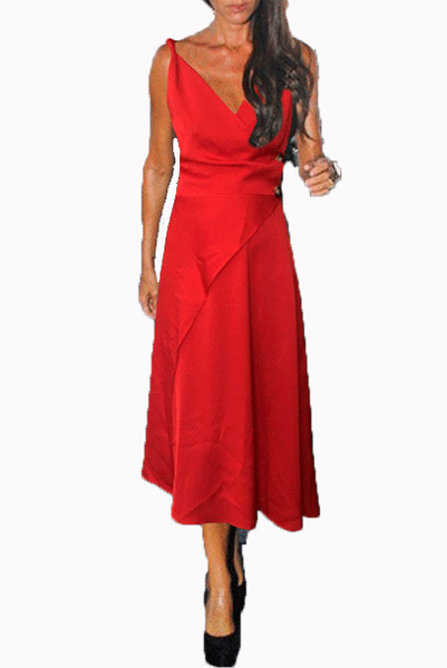 Victoria Sleeveless Drape Red Wrapped Dress