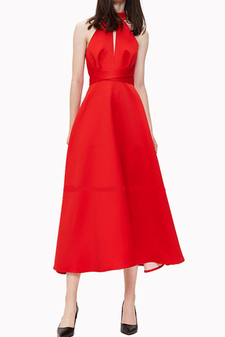 Red Halter Neck Fit & Flare Cocktail Dress