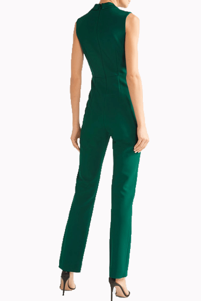 Black Stretch Cady Peaked-Lapel Playsuit Jumpsuit
