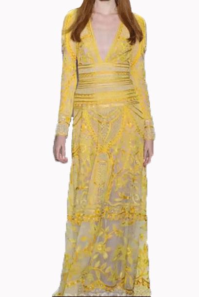 Long Sleeves Floral Lace Resort Maxi Dress