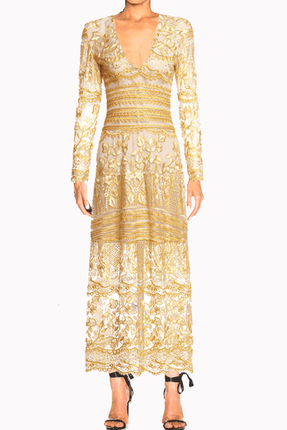 Long Sleeves Floral Lace Resort Maxi Dress