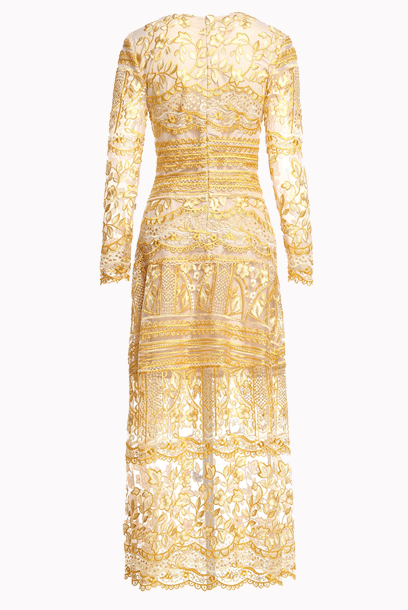 Long Sleeves Floral Lace Resort Maxi Dress