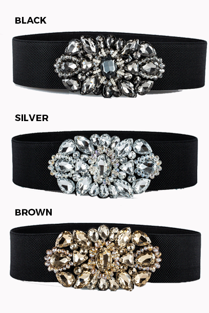 Elastic Embellished Waist Belt