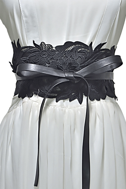 Floral Lace PU Waist Belt