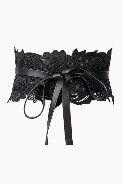 Floral Lace PU Waist Belt