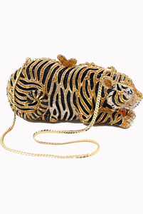 Tiger Rhinestone Evening Clutch Bag