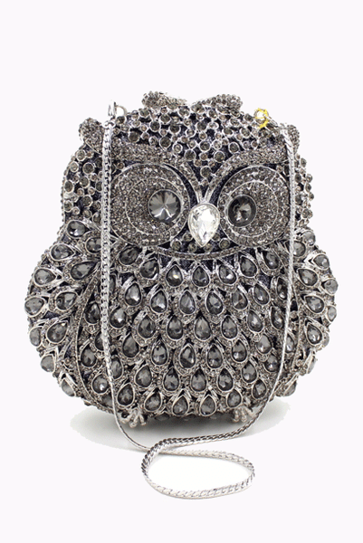 Owl Rhinestone Evening Clutch Bag