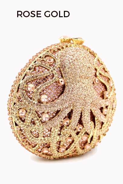Octopus Rhinestone Evening Clutch Bag