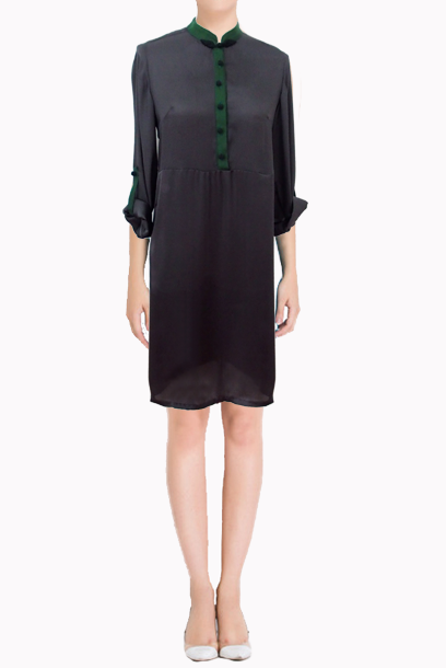 Purple Cloud Grey Nori Silk Cheongsam