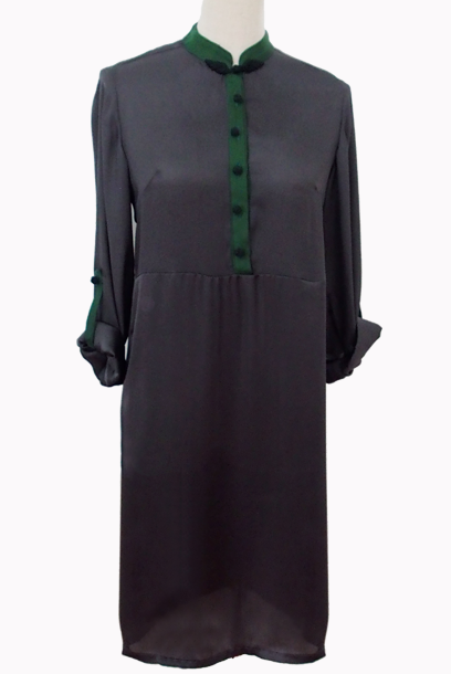 Purple Cloud Grey Nori Silk Cheongsam