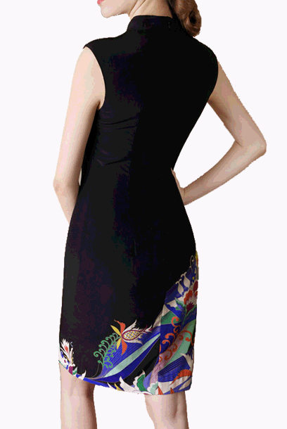 Sleeveless Modern Art Silk Cheongsam