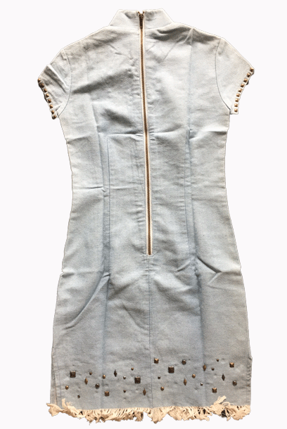 Purple Cloud Safety Punk Pins Denim Cheongsam