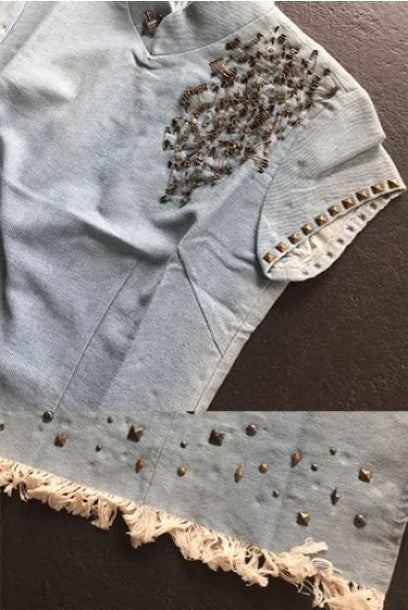 Purple Cloud Safety Punk Pins Denim Cheongsam