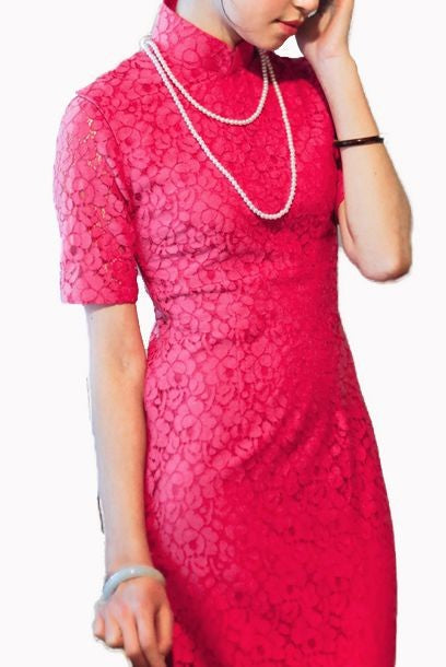 Short Sleeves Lace Cheongsam