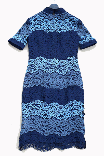 Short Sleeves Colourblock Lace Cheongsam