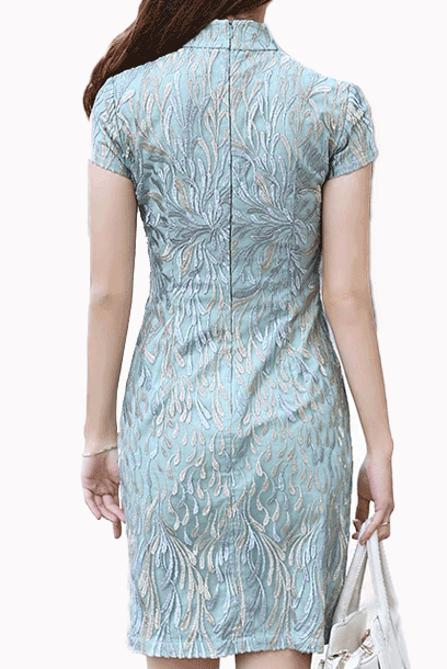 Short Sleeves Lace Mini Cheongsam Qipao