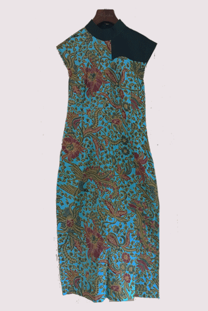 Purple Cloud Selandang Turquoise Cheongsam Qipao