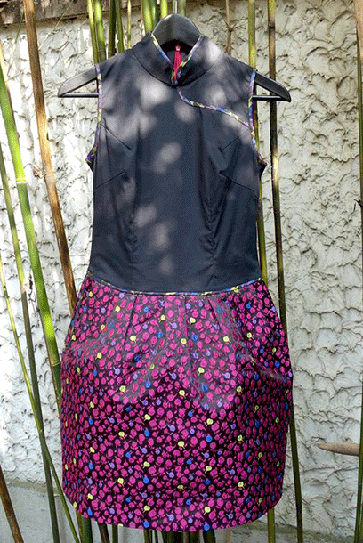 Purple Cloud Dotty Dot Modern Cheongsam