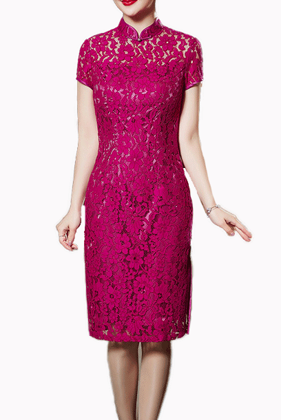 Short Sleeves Lace Cheongsam