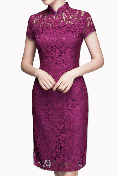 Short Sleeves Lace Cheongsam