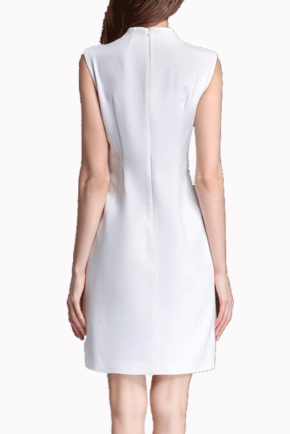 3D Floral V Neck White Modern Qipao Cheongsam Dress