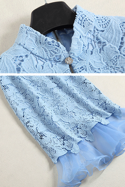 Cap Sleeves Blue Mermaid Cheongsam