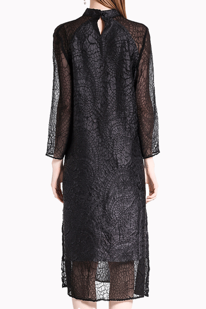 3/4 Sleeves Pleats Please Cheongsam Dress
