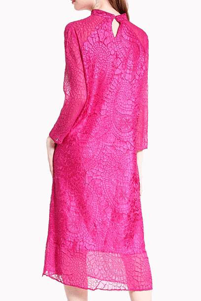 3/4 Sleeves Pleats Please Cheongsam Dress