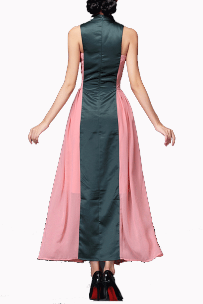 Sleeveless Embroidered Midi Cheongsam Qipao Dress