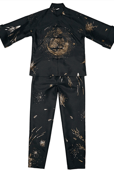 Bell Sleeves Kungfu Qipao Top + Pants Set