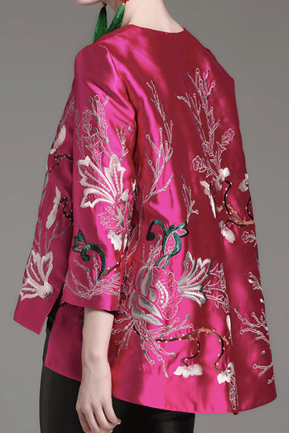 Embroidered Floral Cheongsam Qipao Jacket Top