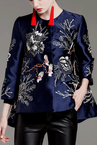Embroidered Floral Cheongsam Qipao Jacket Top