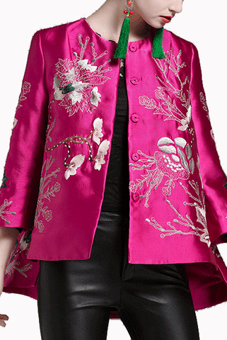 Embroidered Floral Cheongsam Qipao Jacket Top