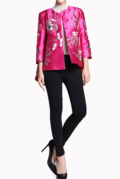 Embroidered Floral Cheongsam Qipao Jacket Top