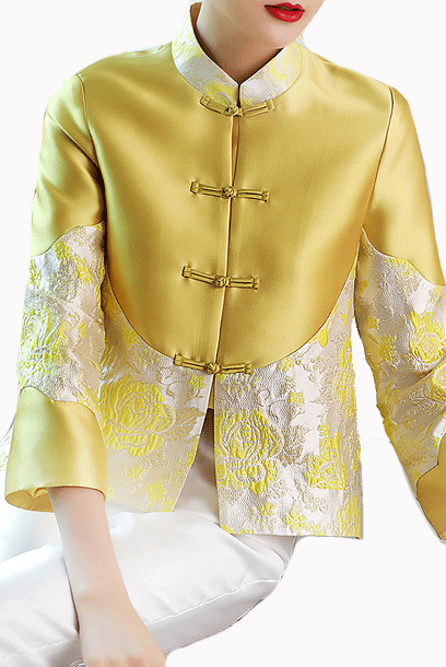 3/4 Sleeves Embroidered Qipao Cheongsam Jacket Top