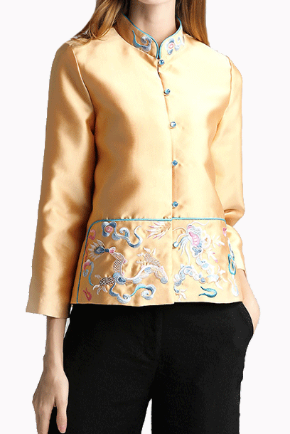 3/4 Sleeves Embroidered Qipao Cheongsam Jacket Top