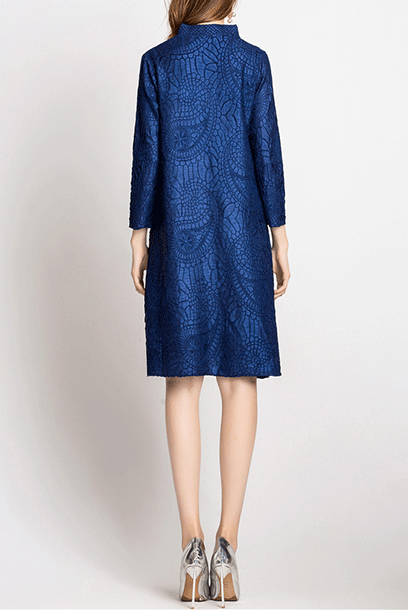 3/4 Sleeves Pleats Please Cheongsam Dress