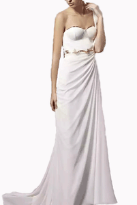 One Shoulder Greek Goddess White Evening Gown