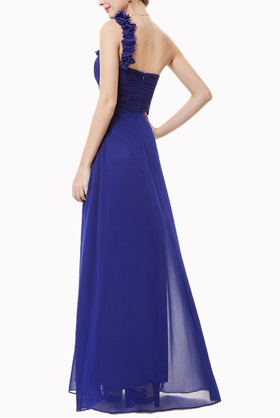 One Shoulder Petals Red Evening Gown