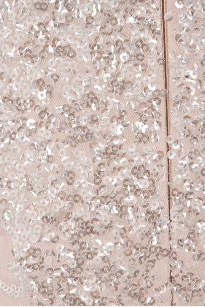 Gatsby Sleeveless 3D Floral Sequin Champagne Pink Evening Gown