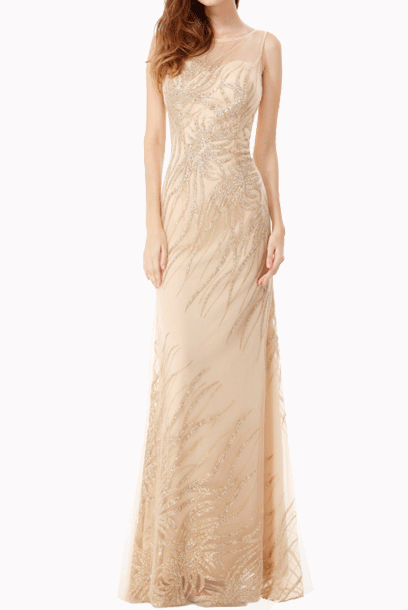 Gatsby Sleeveless Gold Sequin Evening Gown