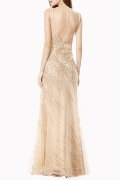 Gatsby Sleeveless Gold Sequin Evening Gown
