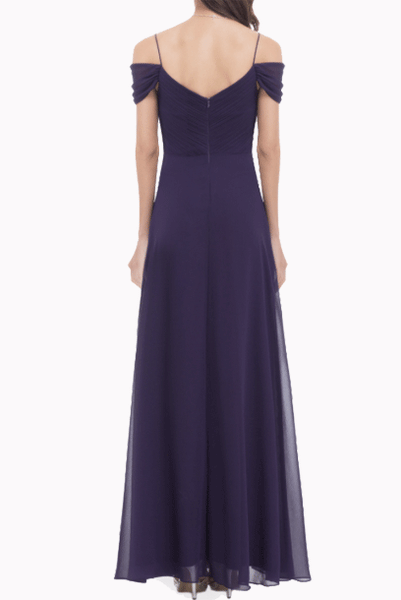 Off the Shoulder Purple Evening Gown