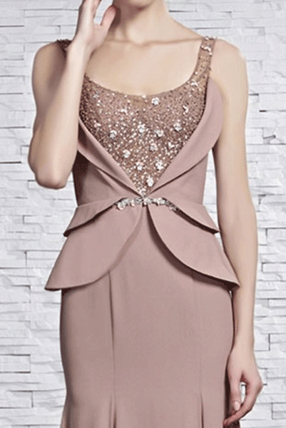 Sleeveless Embellished Dusty Pink Evening Gown