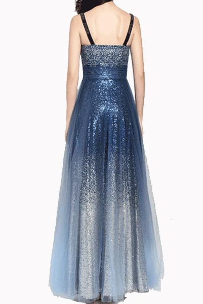 Angela Baby Gatsby All-over Sequin Ombre Evening Gown