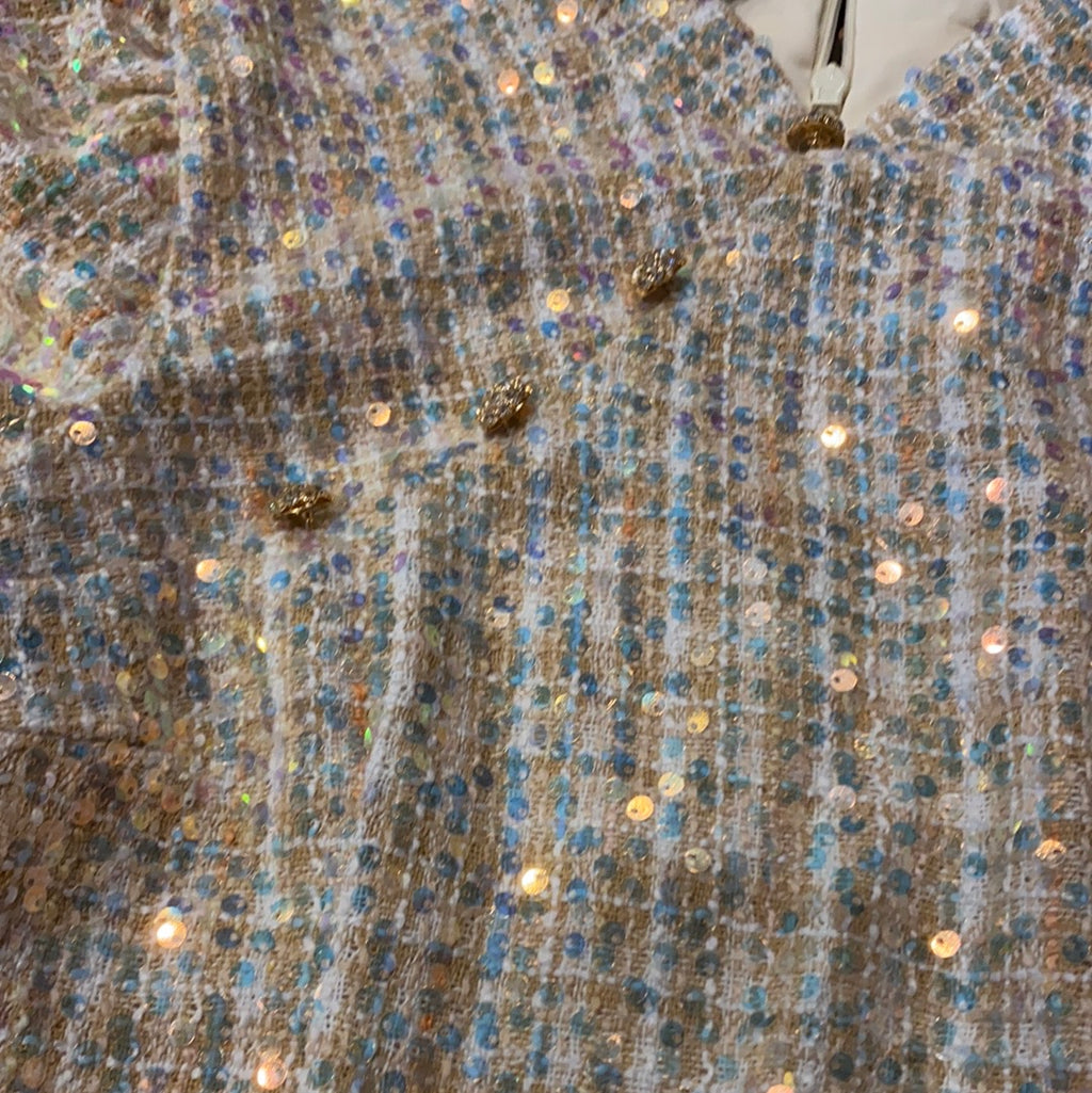 Puffed Sleeves Tweed Mermaid Cheongsam Qipao