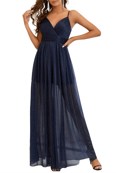 Sleeveless Ruched Bridesmaid Evening Gown