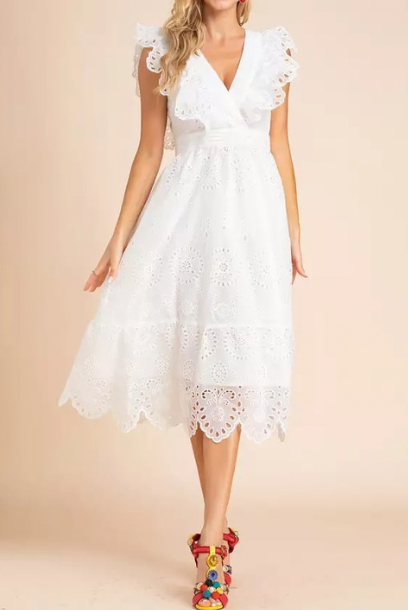 Eyelet Midi Dress