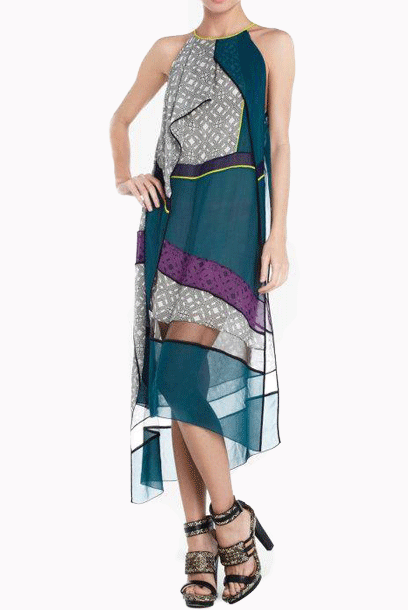 BCBG Runway Nimue Colour Blocked Maxi Dress