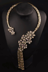 Plated Crystal Statement Gold Necklace